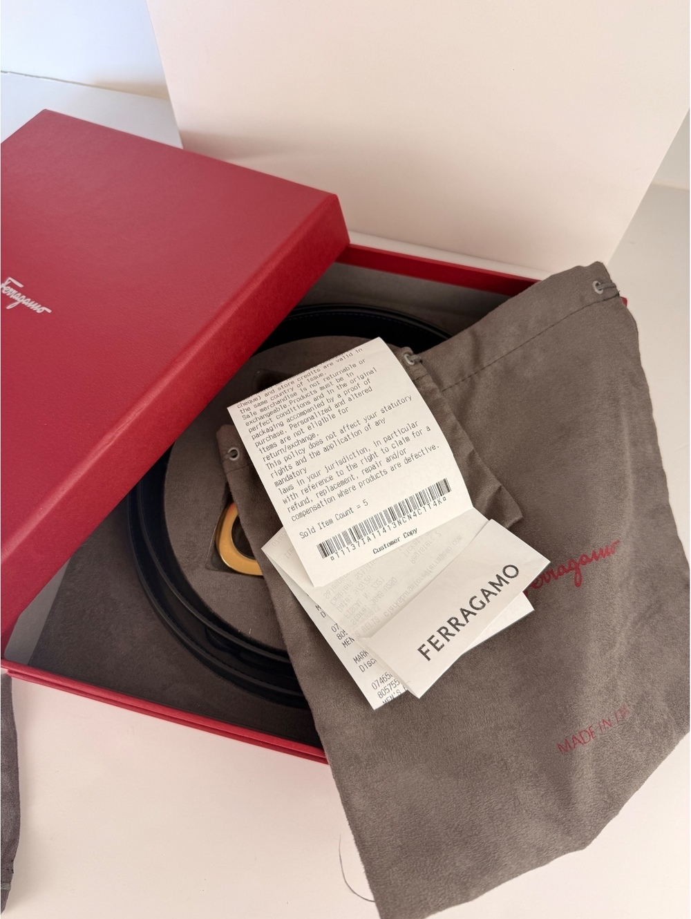Ferragamo Men’s Reversible Leather Belt Gift Set Black Navy Adjustable Size 115 - Picture 12 of 12